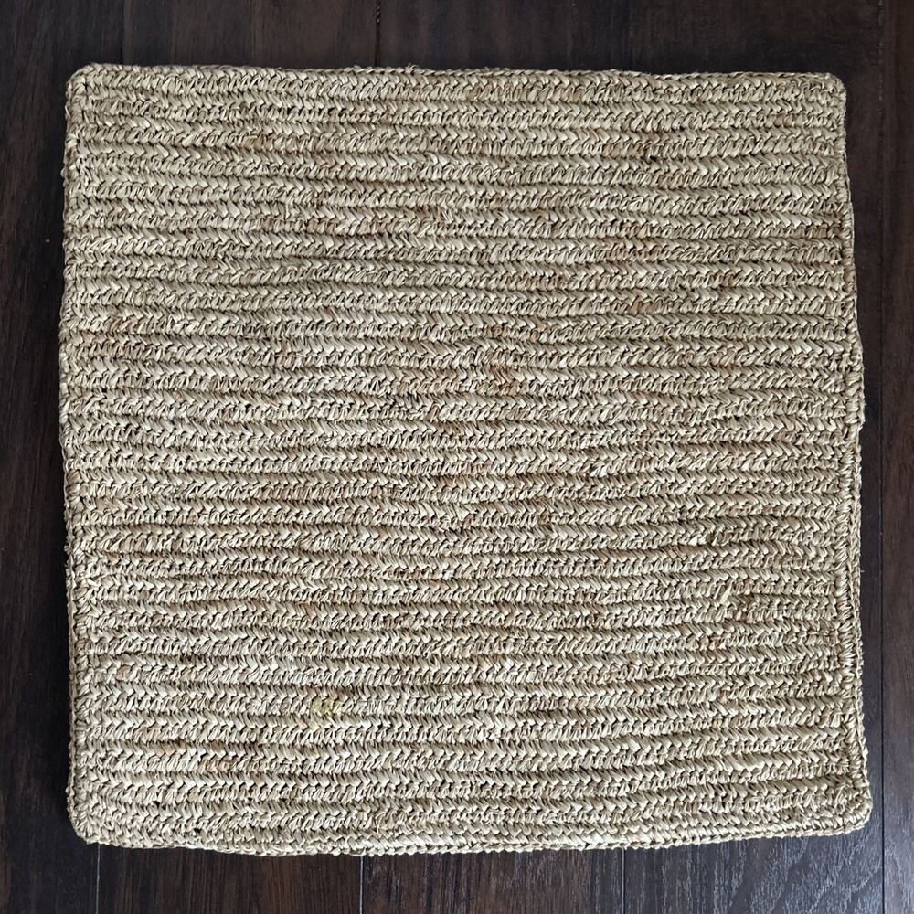Crate & Barrel Calista Pillow Sham Natural Raffia Throw Cushion Case Cover 18x18